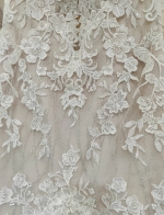 Mermaid Plunge V-neck Sequined Floral Lace Appliqued Tulle Wedding Dress - LV-M2001